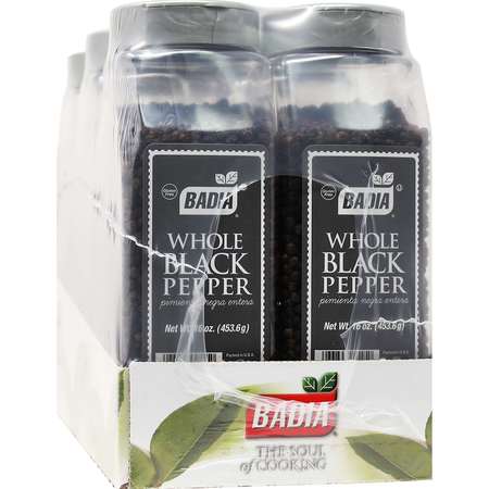 BADIA Badia Pepper Black Whole 16 oz. Bottle, PK6 90545